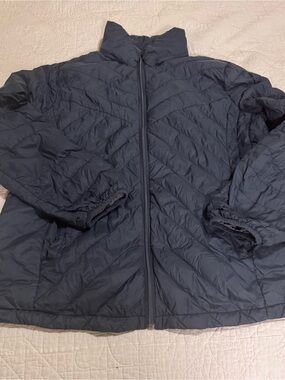 London Fog Navy Quilted Zip-Front Puffer Jacket